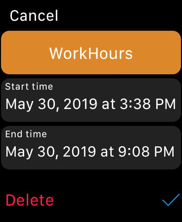 WorkHours Watch app - Entry