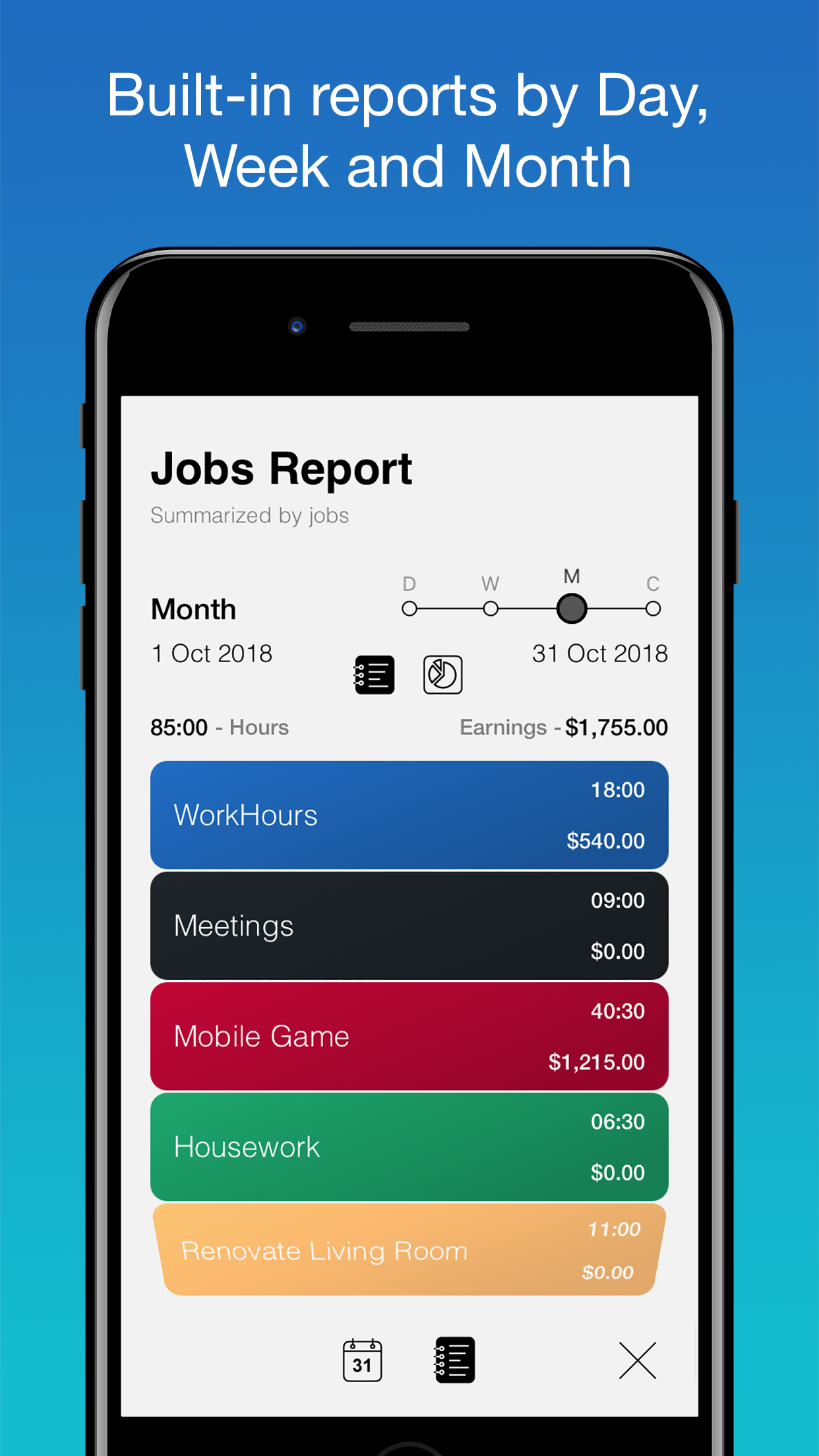WorkHours app screenshot - Report