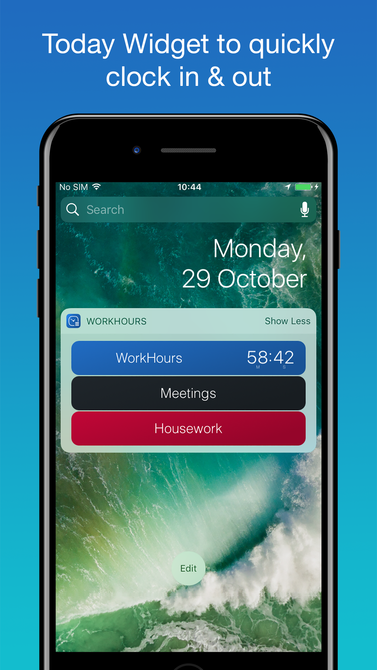 WorkHours app screenshot - Widget