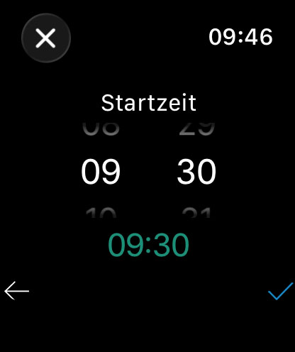 WorkHours Watch App – Zeitansicht