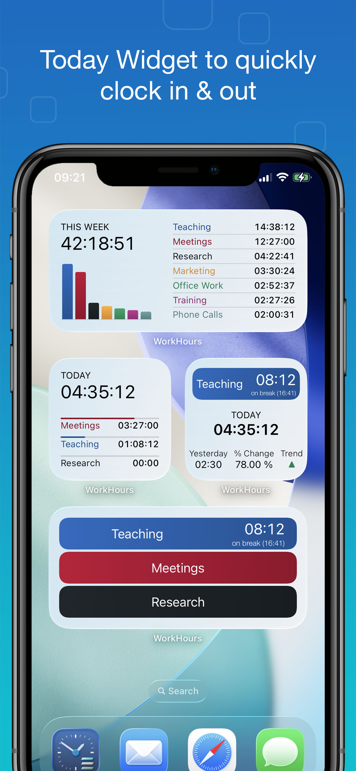 WorkHours app screenshot - Widget