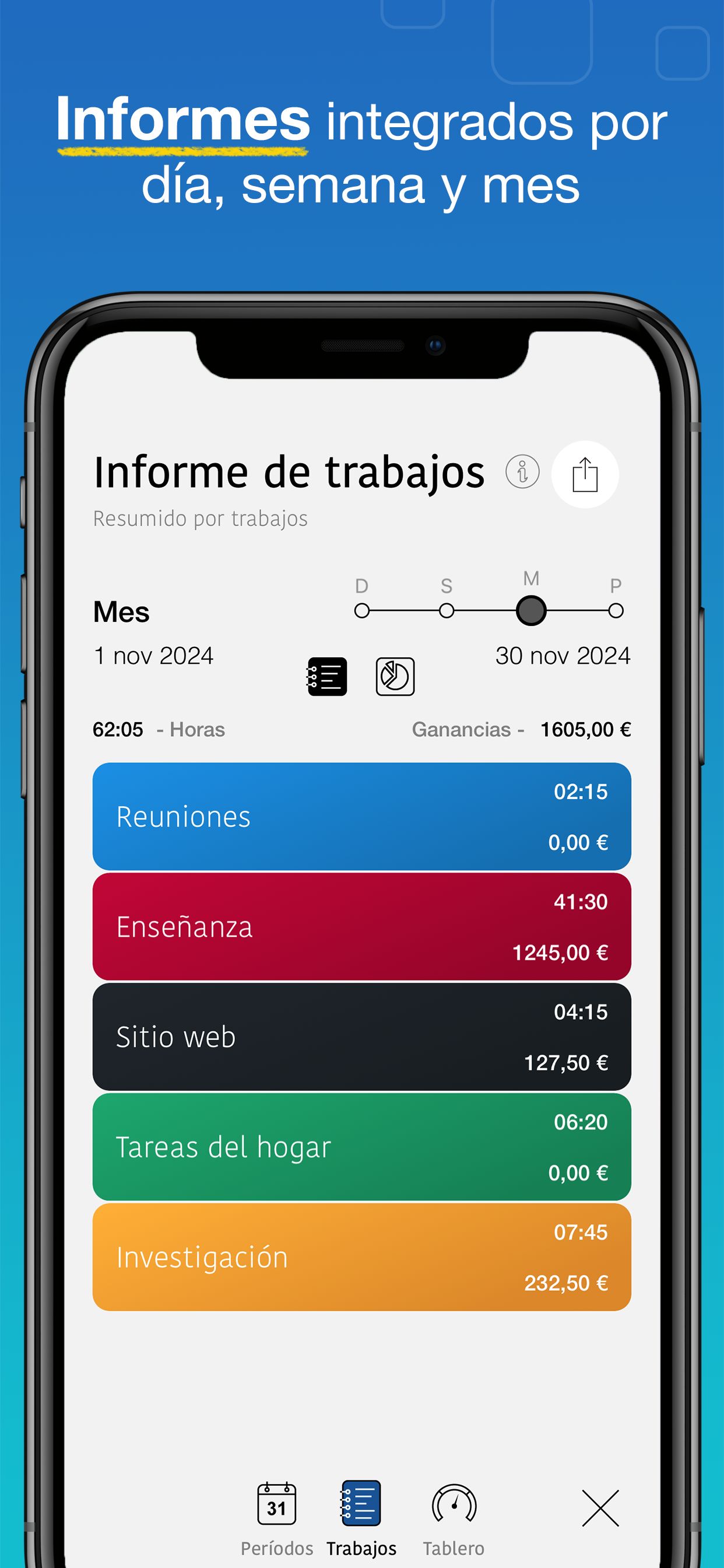 Captura de pantalla de WorkHours - Informe