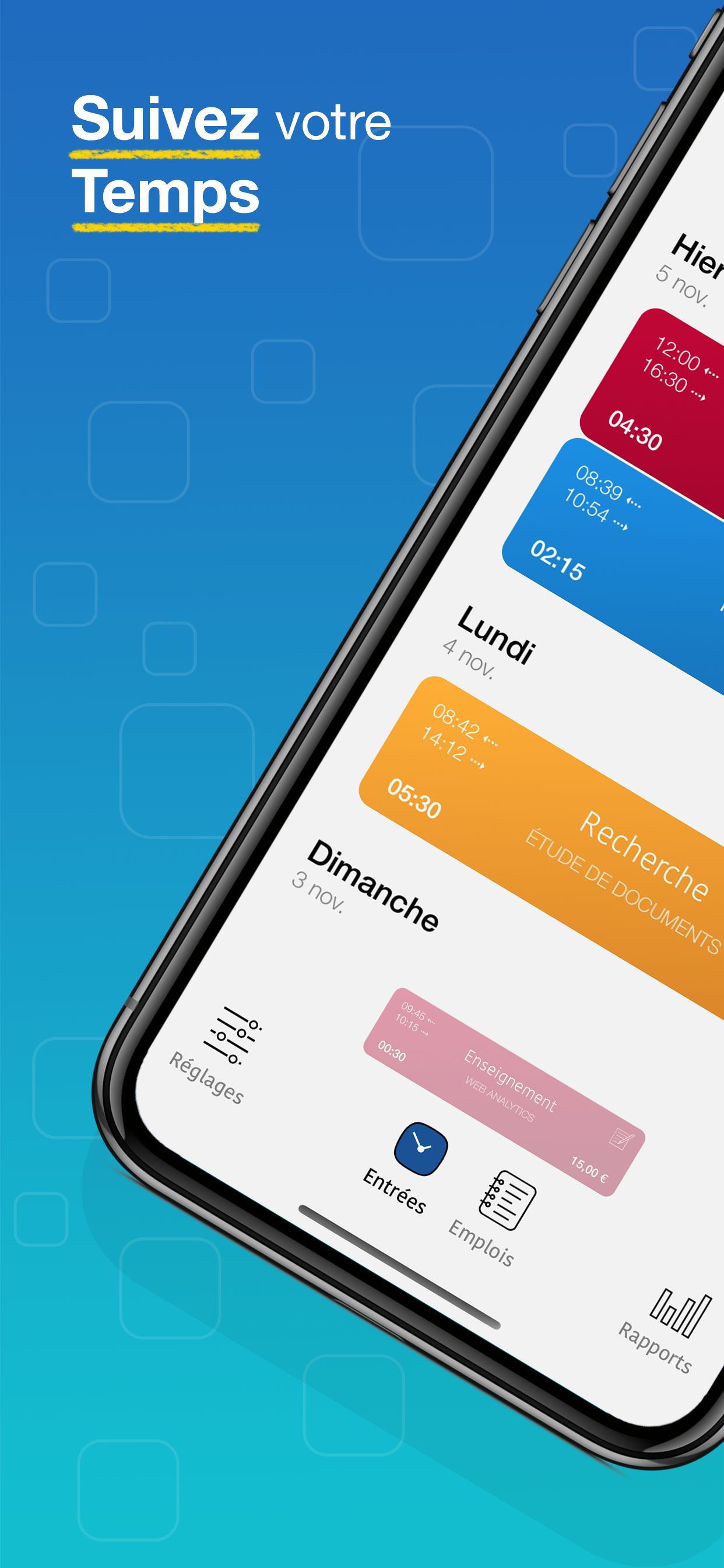 Capture d’écran WorkHours - Entrées 1