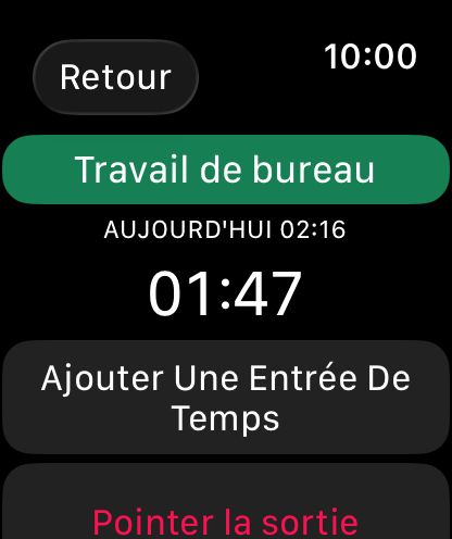WorkHours sur Apple Watch - Travail