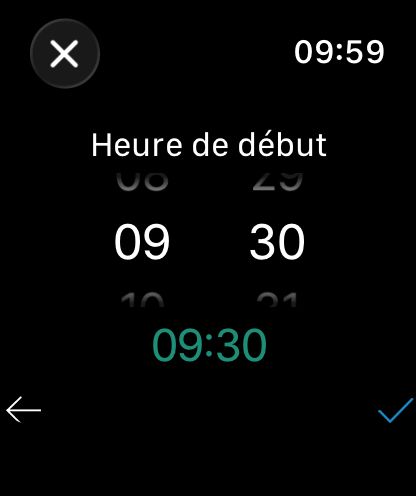 WorkHours sur Apple Watch - Temps