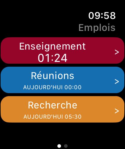 WorkHours sur Apple Watch - Travaux