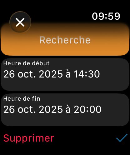 WorkHours sur Apple Watch - Entrée