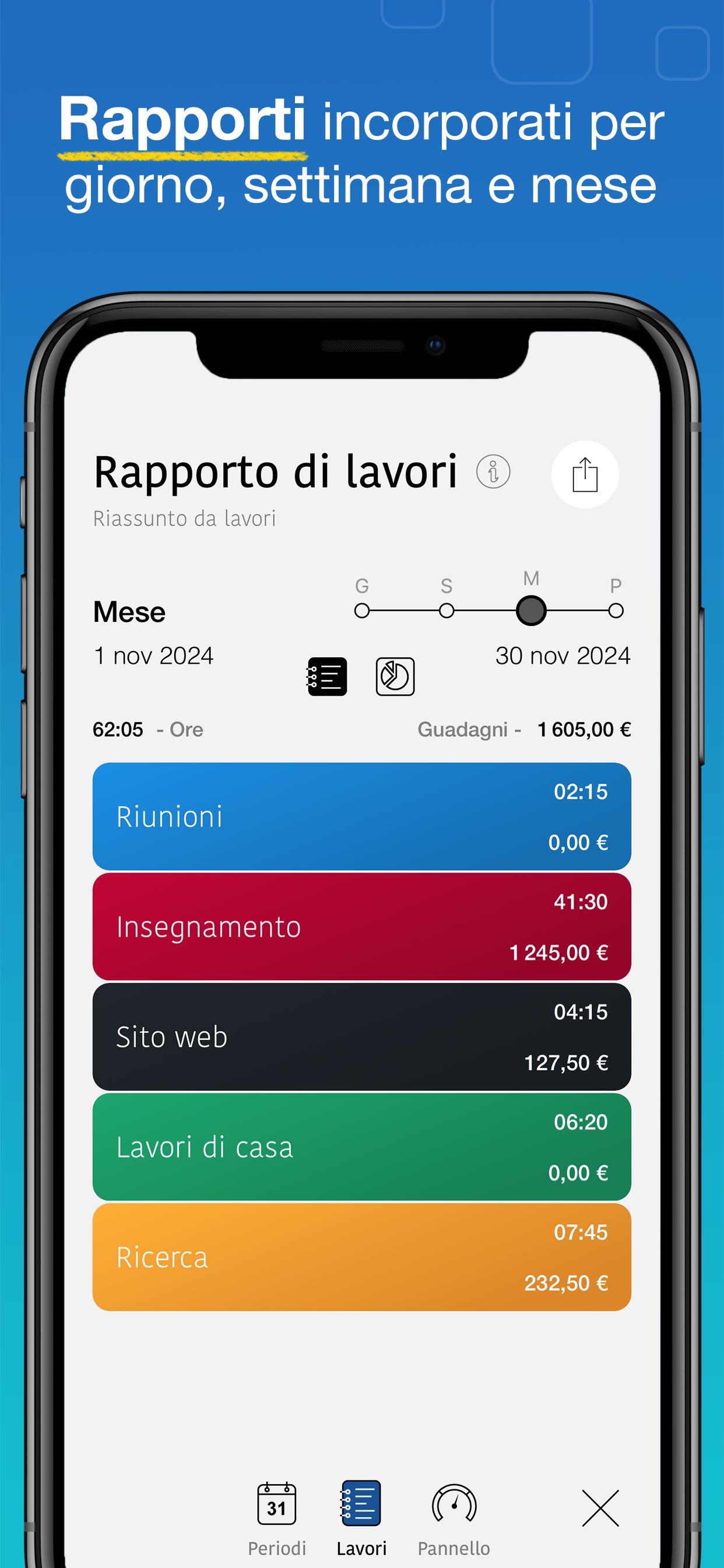 Screenshot app WorkHours - Report