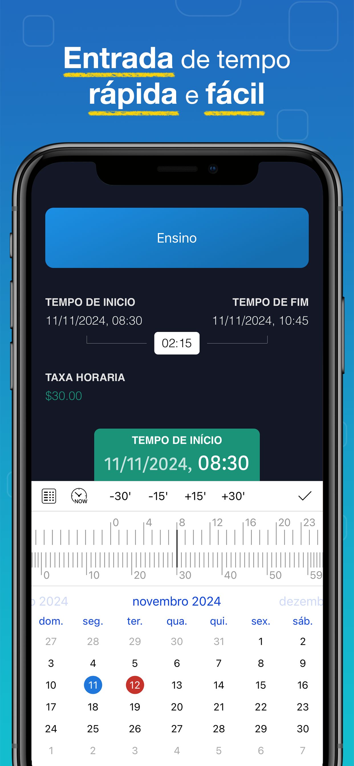 Captura de tela do app WorkHours - Adicionar entrada