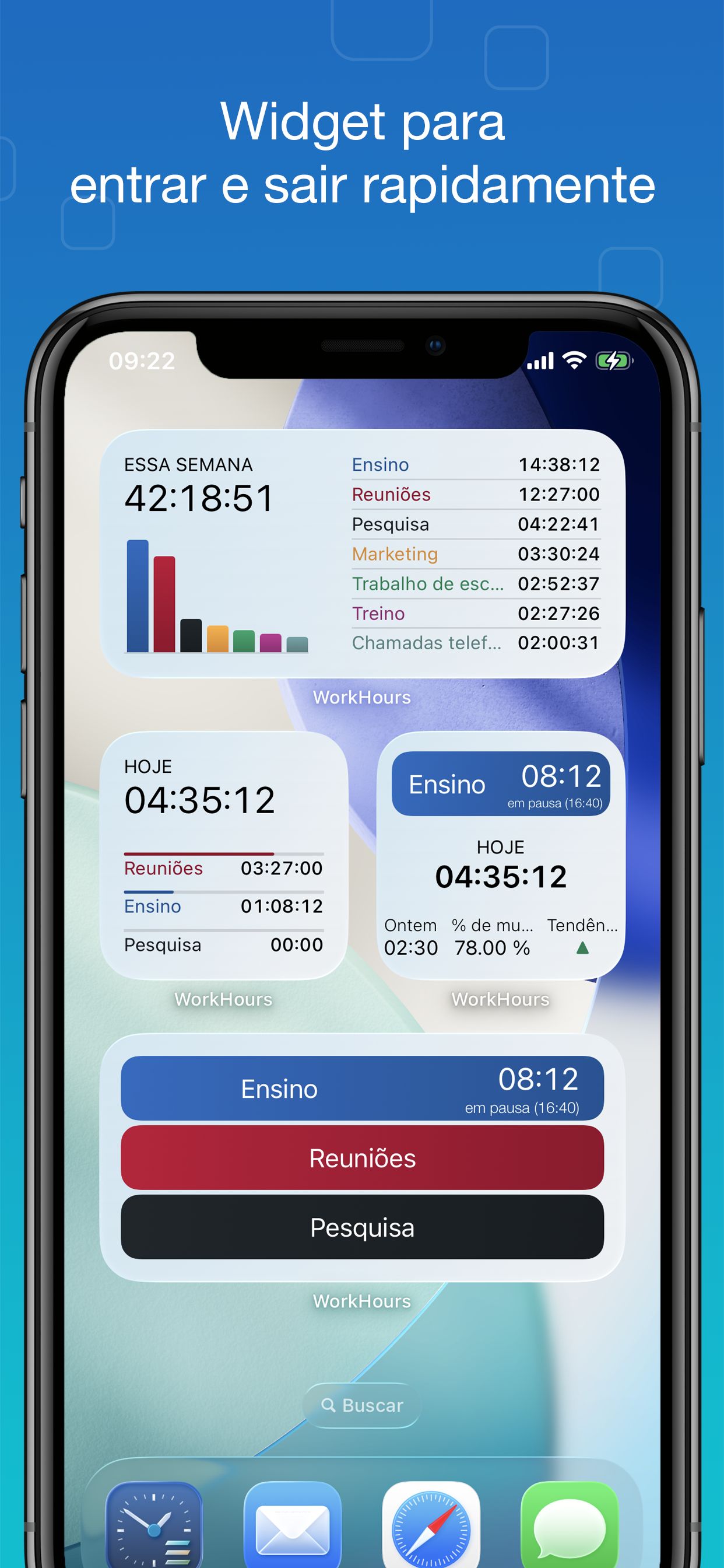 Captura de tela do app WorkHours - Widget