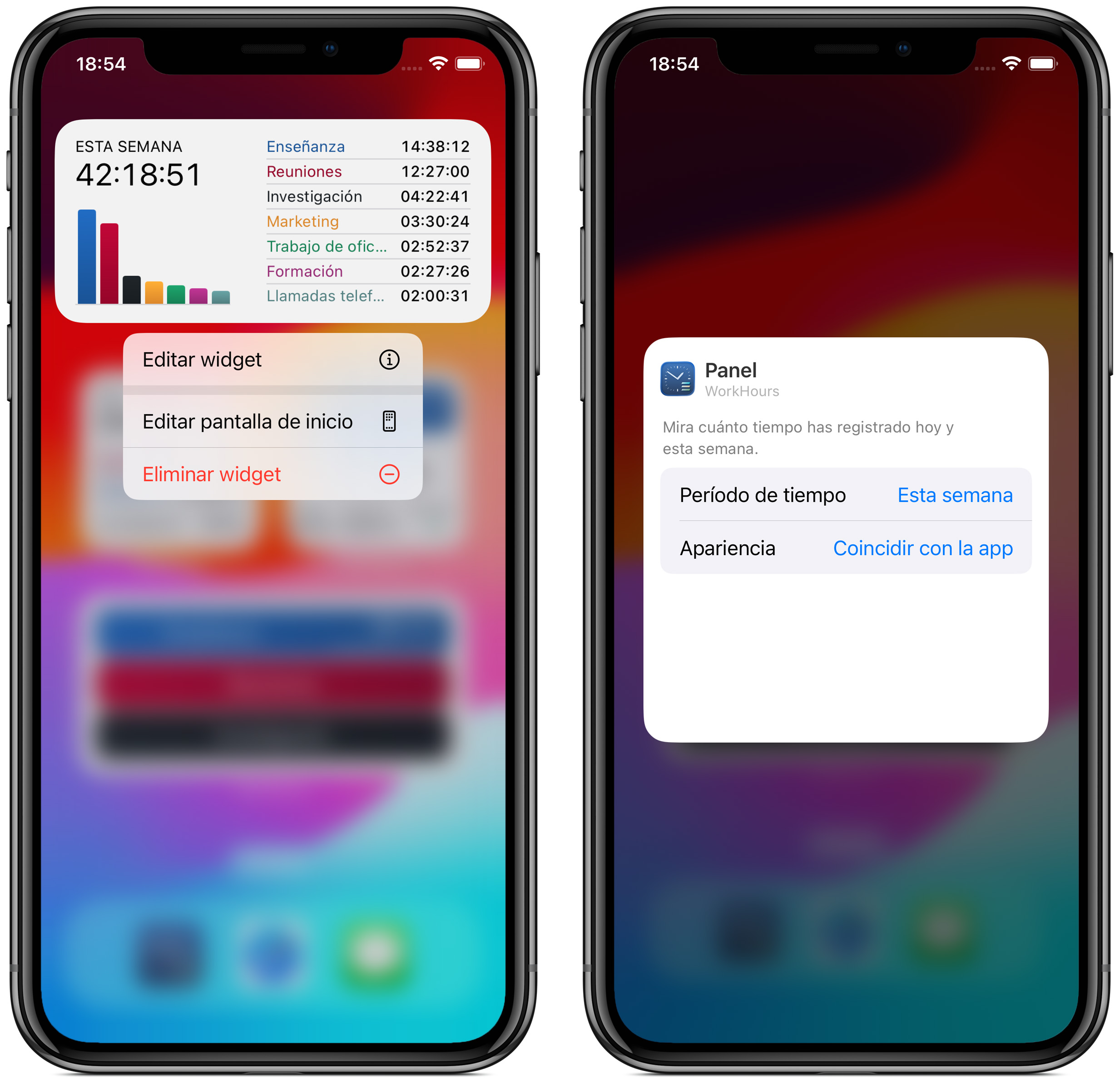 Configuración del widget de panel de control